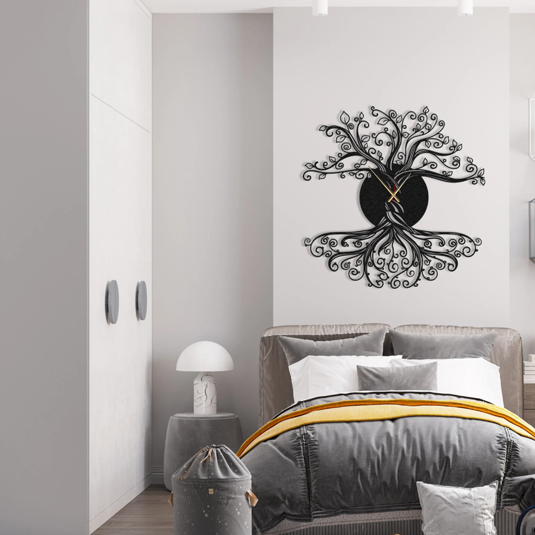 Large Unique Silent Tree of Life Metal Wall Clock