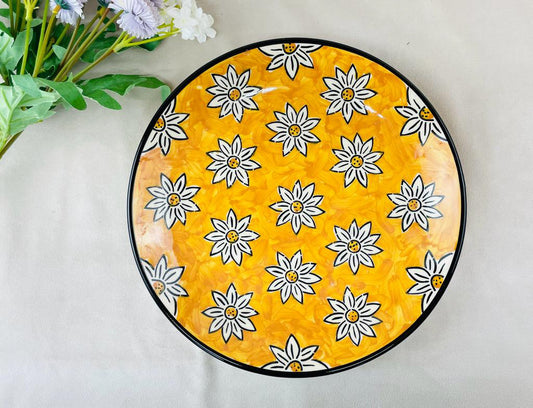 Flowers Design Handmade Ceramic Dinner Plate