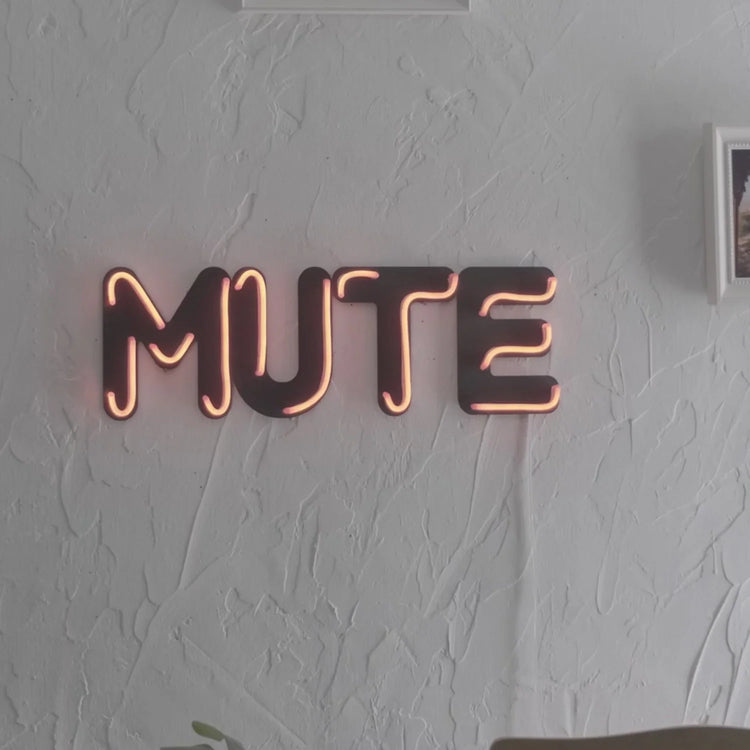 Mute Metal Wall Art with Red Neon Strip LED