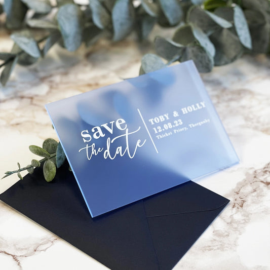 Personalised Modern Acrylic Save the Date Cards