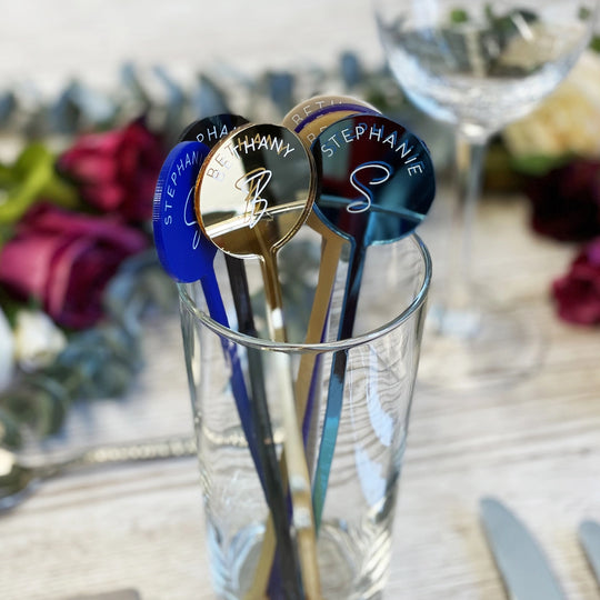 Custom Acrylic Wedding Name Place Drink Stirrers