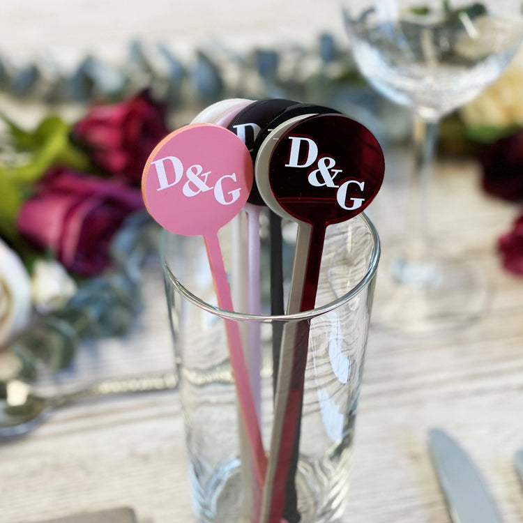 Personalised Monogram Wedding Décor Drink Stirrer Sticks
