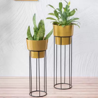 Metal Planter With Stand (Set of 2)