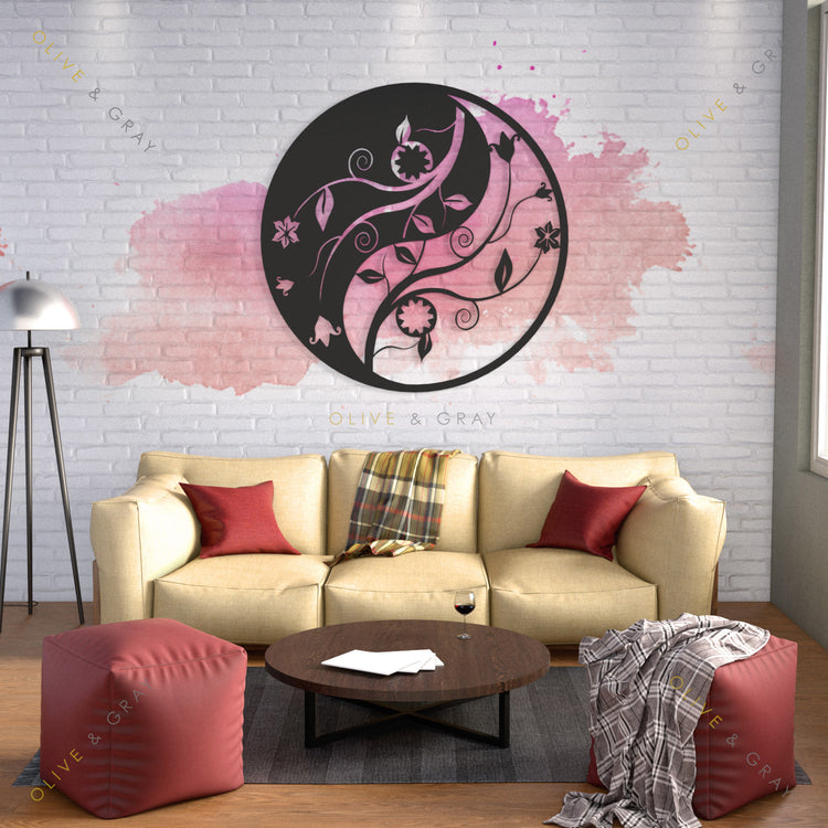 Zen Lotus (Yin Yang) Metal Wall Art