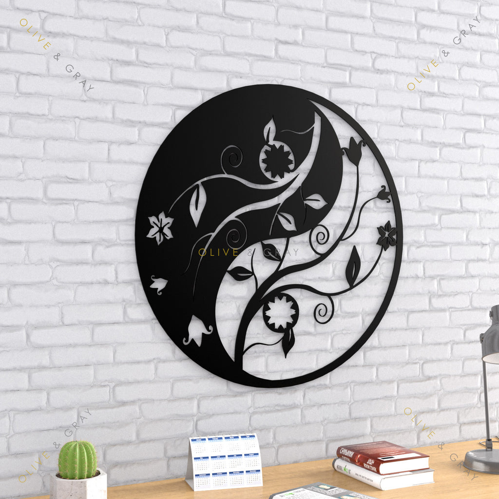 Zen Lotus (Yin Yang) Metal Wall Art