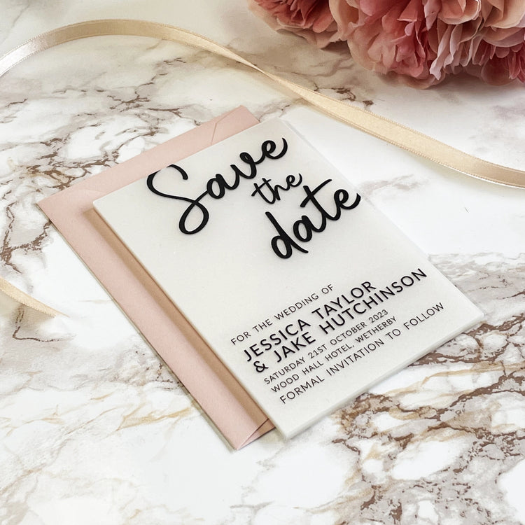 Personalised Modern Acrylic Wedding Save the Dates