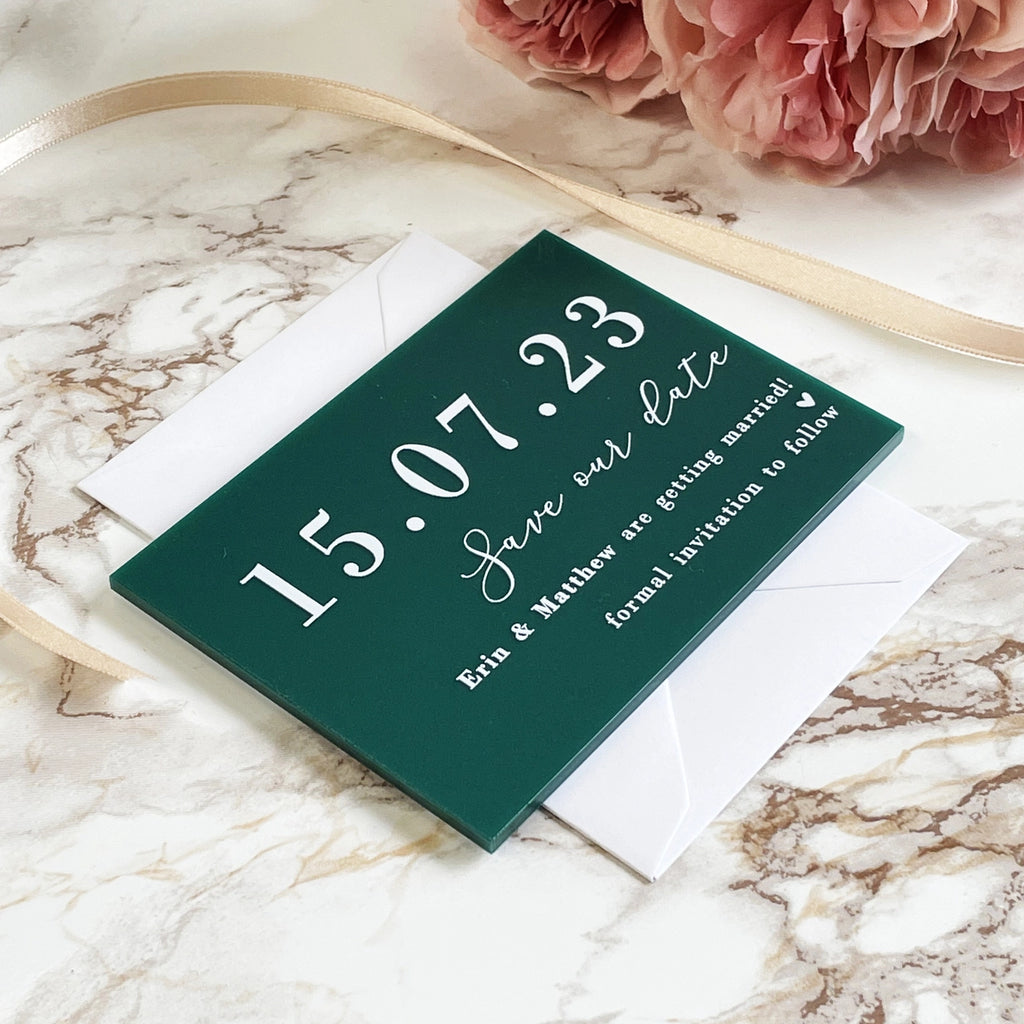 Luxury Personalised Acrylic Wedding Save the Dates