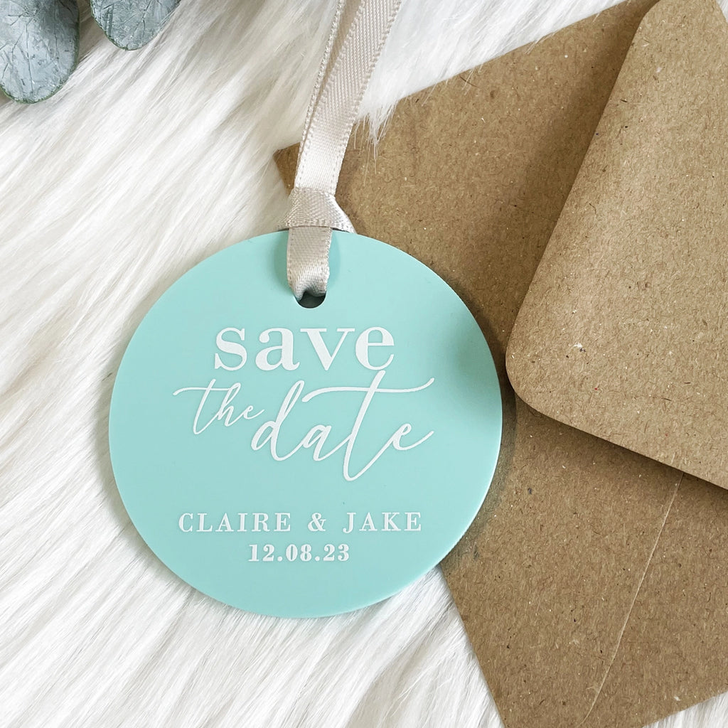 Luxury Acrylic Save the Date Tags With Envelopes