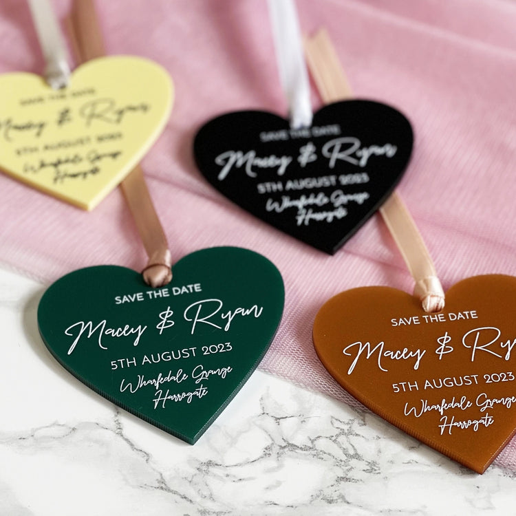 Luxury Chic Save the Date Wedding Heart Tags