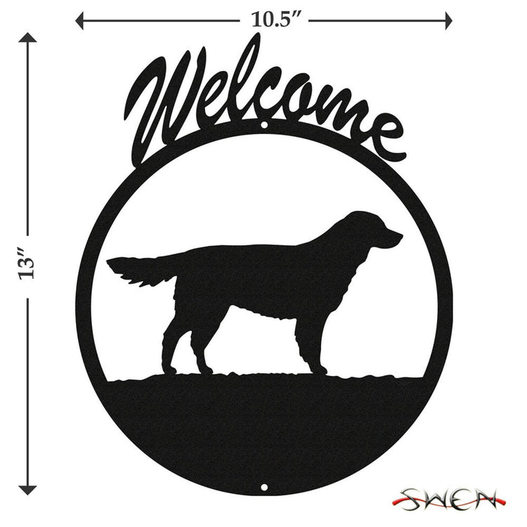 Dog Golden Retriever Welcome Sign Metal Wall Art