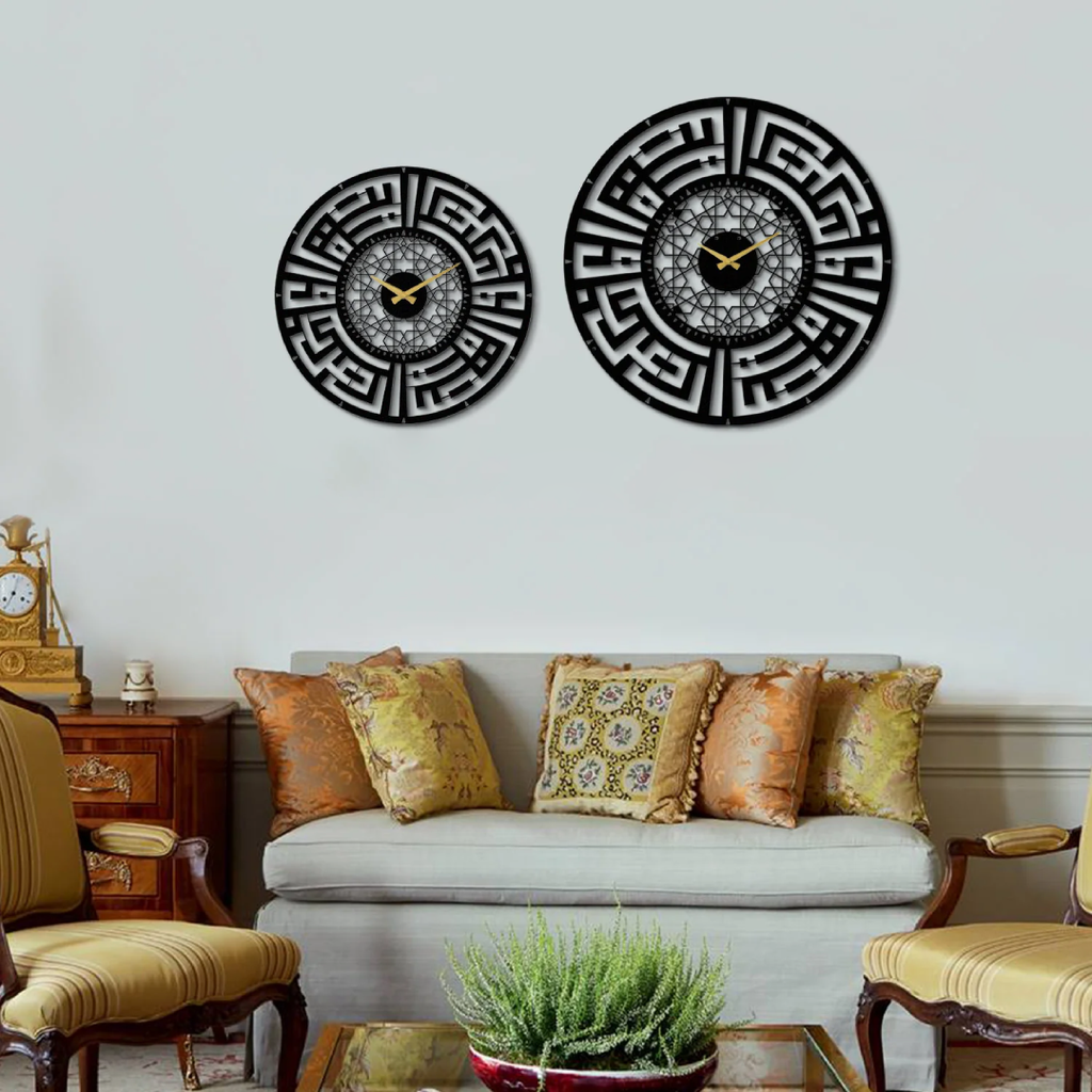 Sabr (Patience) & Salat (Pray) Kufic Metal Wall Clock