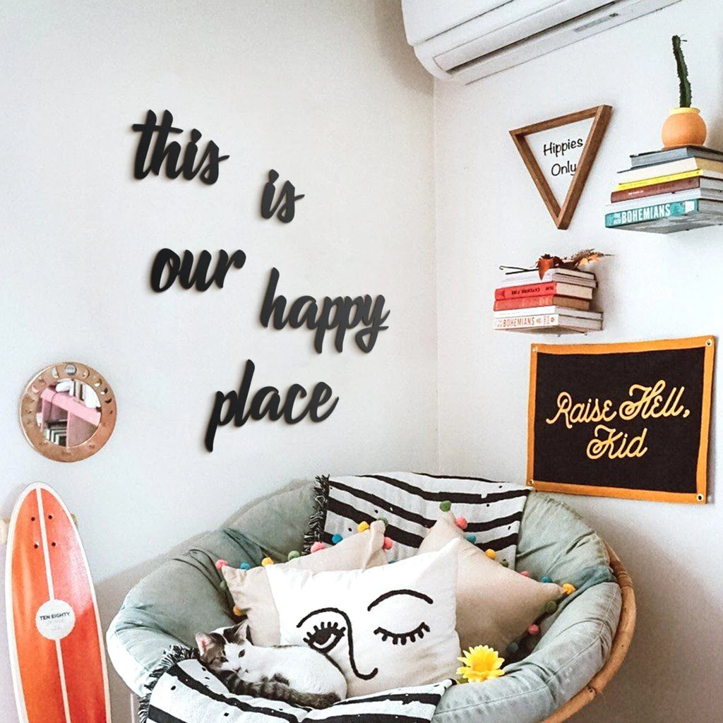 This Is Our Happy Place Written Metal Wall Art