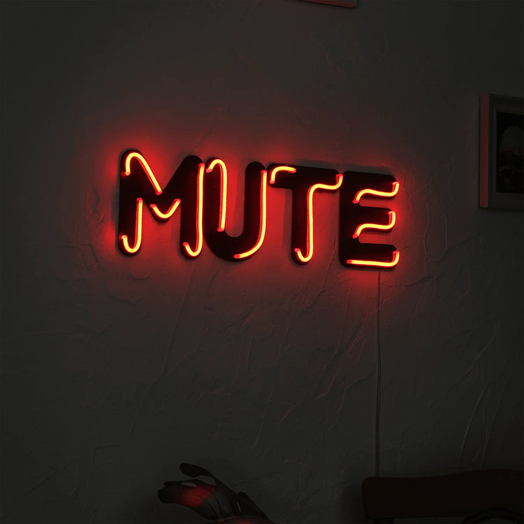 Mute Metal Wall Art with Red Neon Strip LED