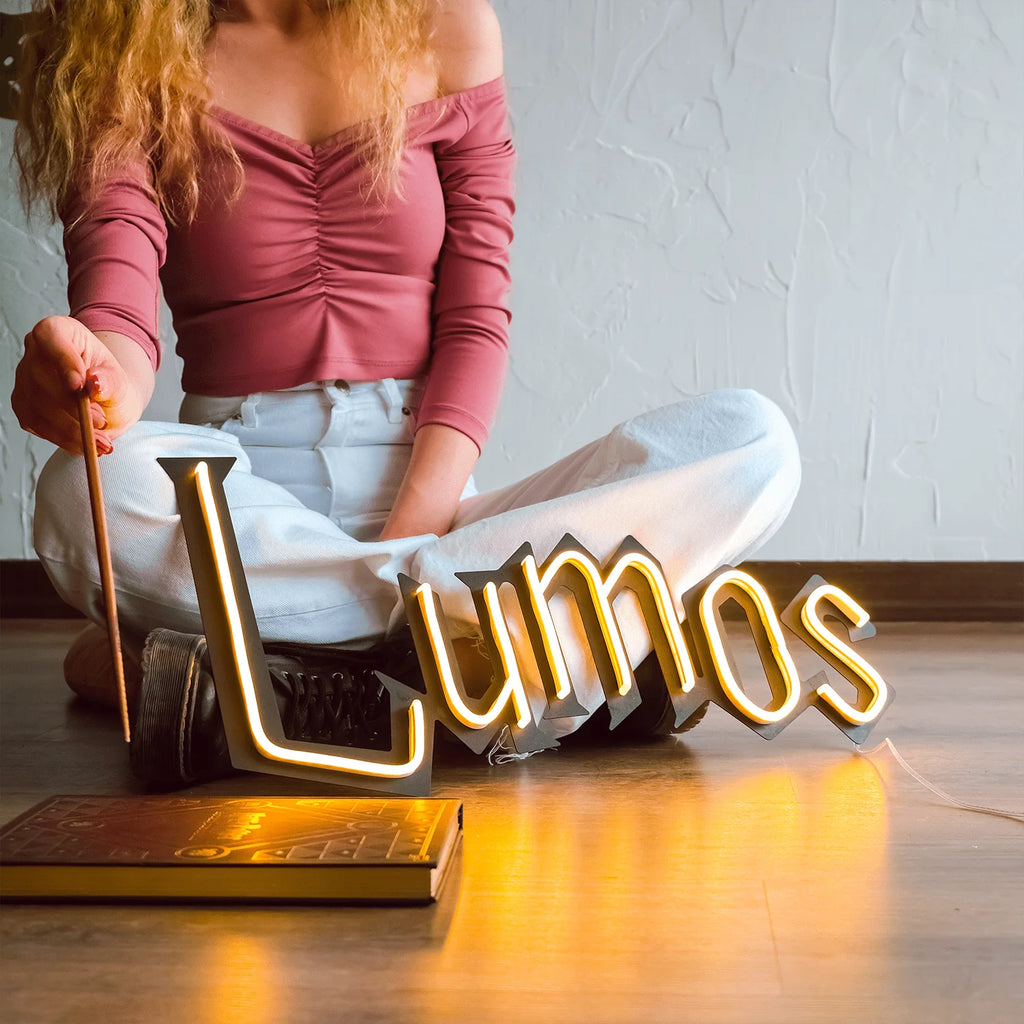 Lumos metal wall art with Warm White Neon Strip LED