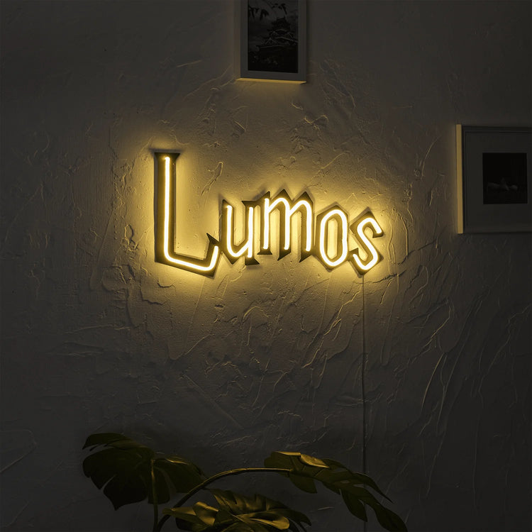 Lumos metal wall art with Warm White Neon Strip LED