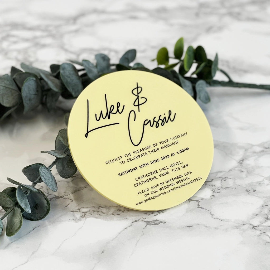 Beautiful Modern Circle Acrylic Wedding Invite