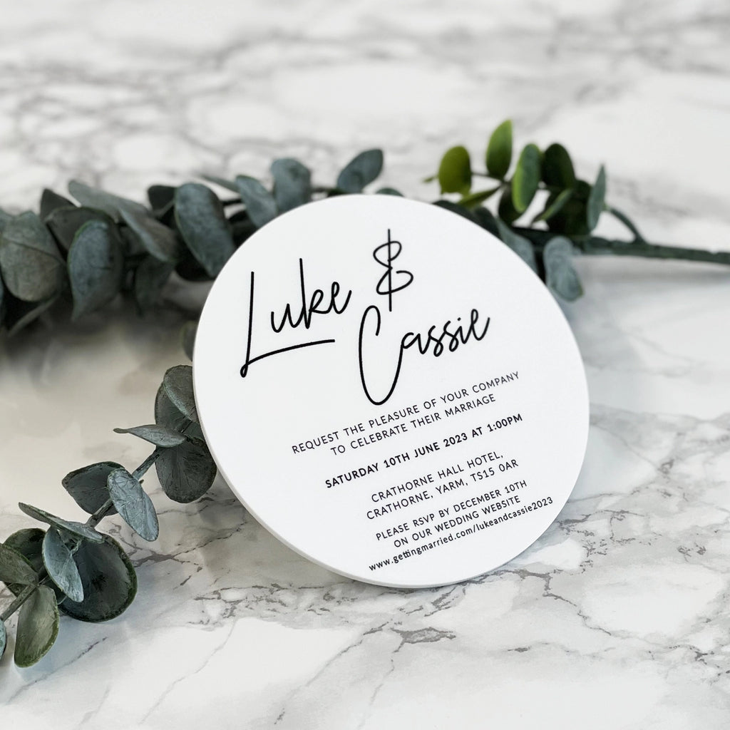 Beautiful Modern Circle Acrylic Wedding Invite