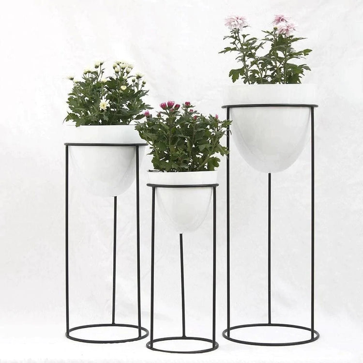 Egg Shaped Fancy Planters with Stand (Set of 3)