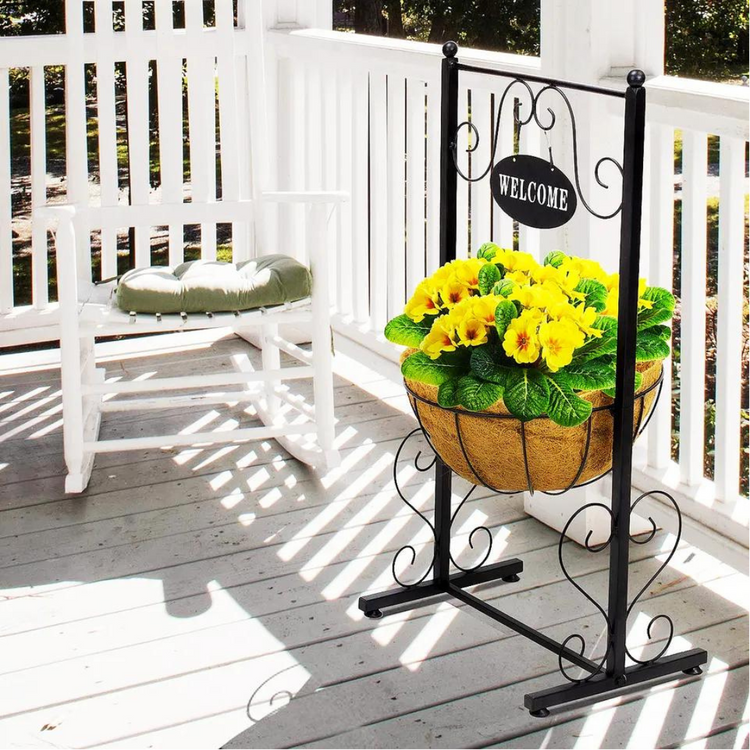 Welcome Planter Basket Stand