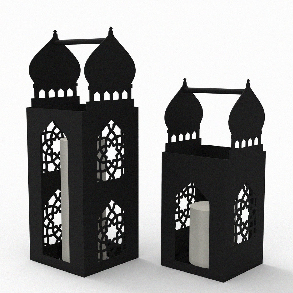 Nazende Metal Islamic Candle Holder Set of 2