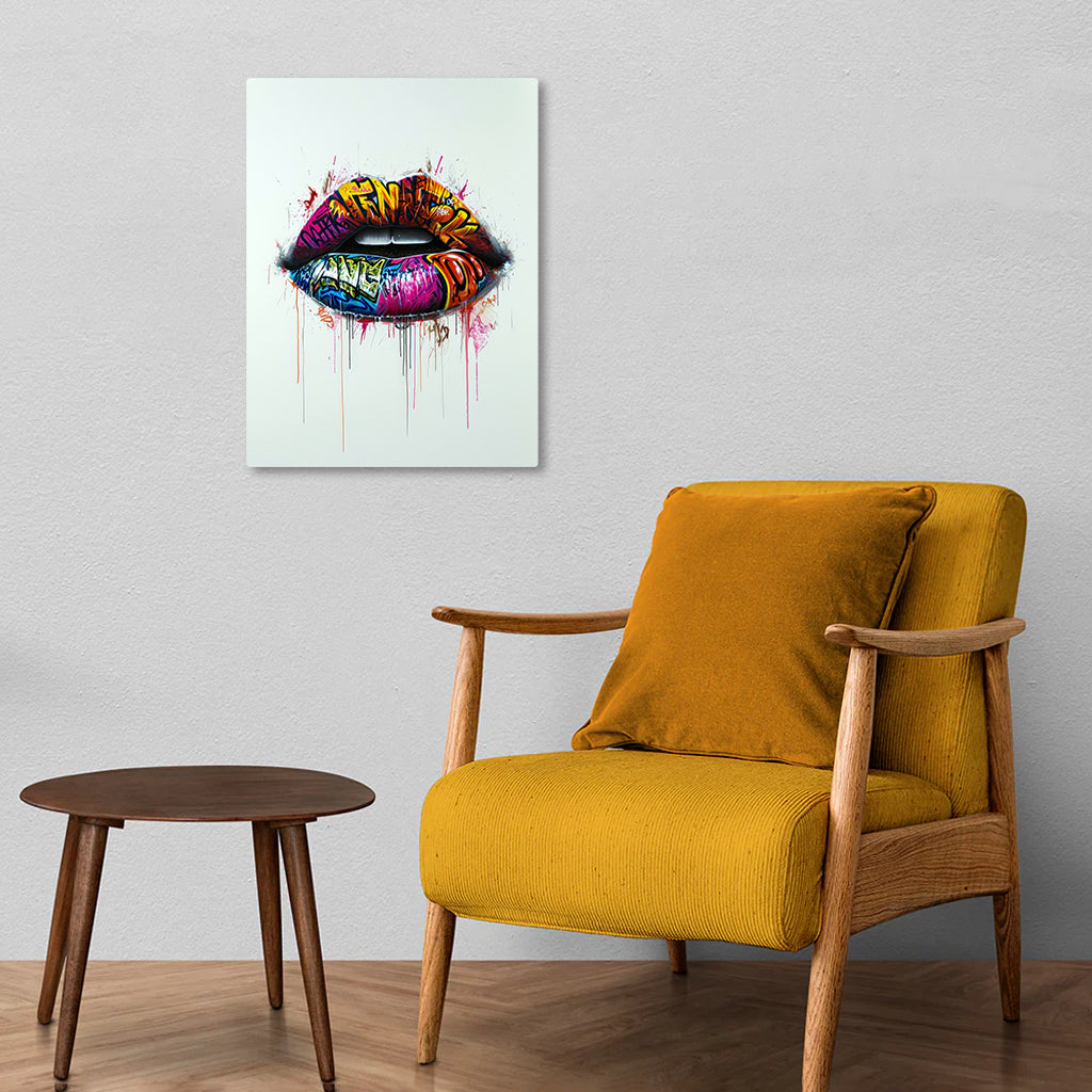 Graffiti Bold Lips, Bright Colors Metal Poster