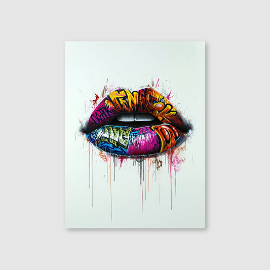 Graffiti Bold Lips, Bright Colors Metal Poster