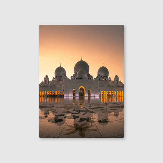 Sheikh Zayed Mosque Gleaming Domes Metal Poster