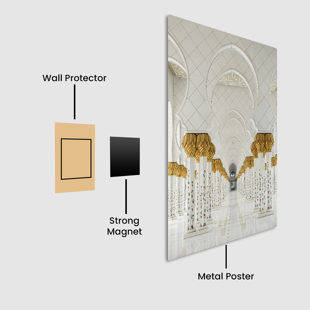 Marble Elegance: Sheikh Zayed Grand Mosque Metal Poster