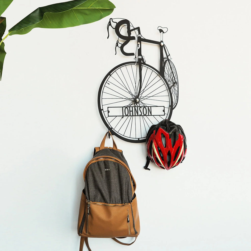 Personalized Metal Bicycle Helmet Wall Hanger