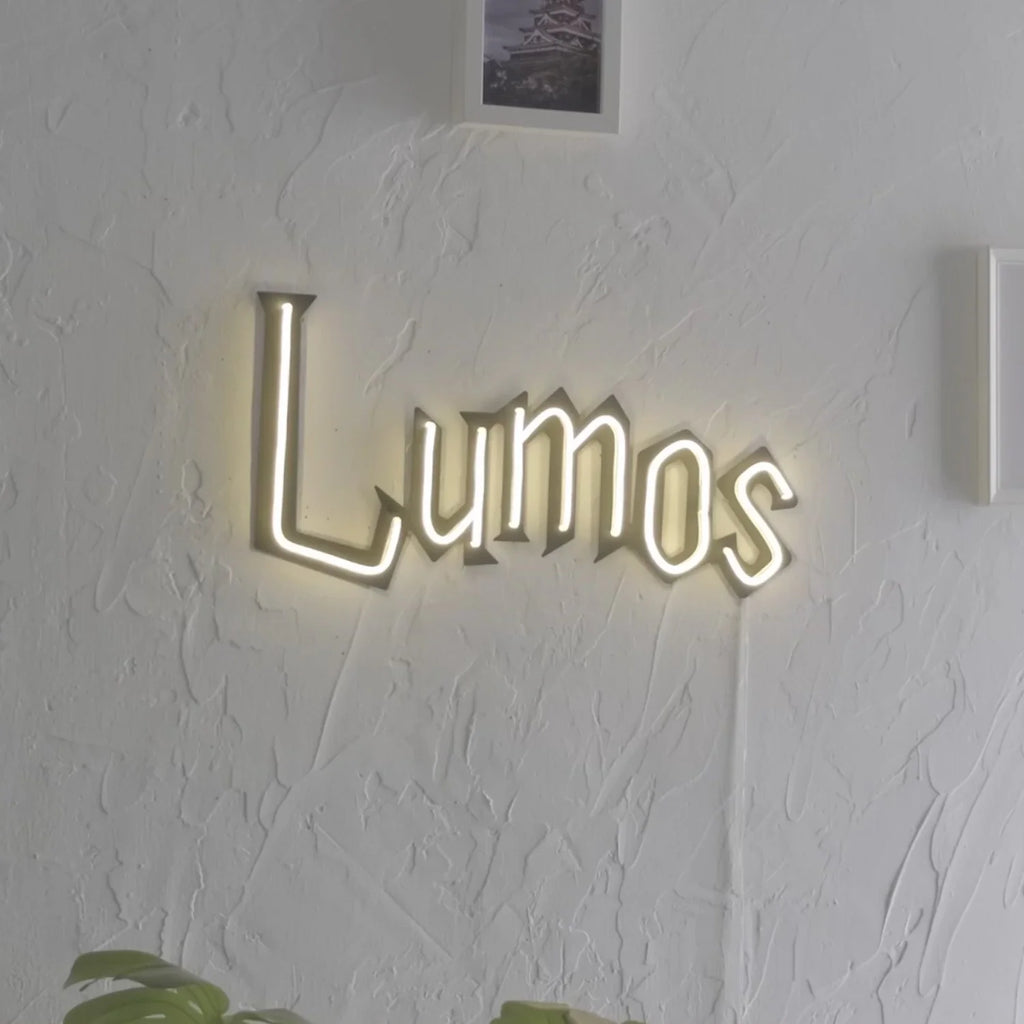 Lumos metal wall art with Warm White Neon Strip LED