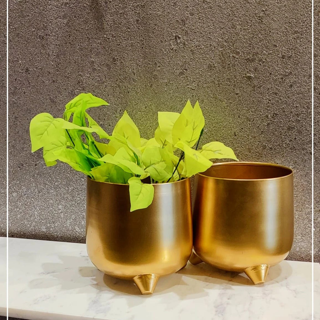 Iron Gold Finish Pot (Set of 2)