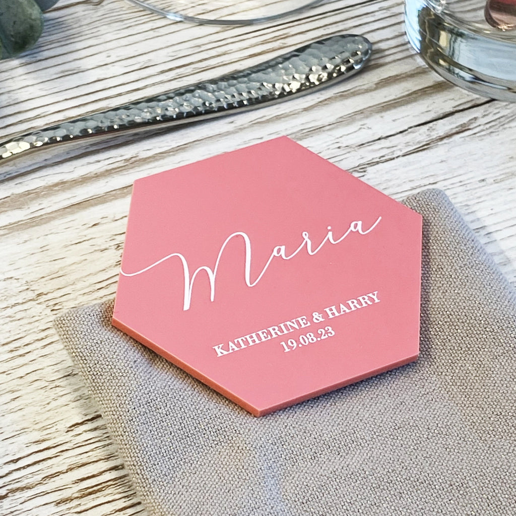 Acrylic Hexagon Table Place Name Cards