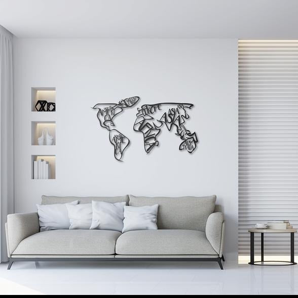Continents World Map Metal Wall Art