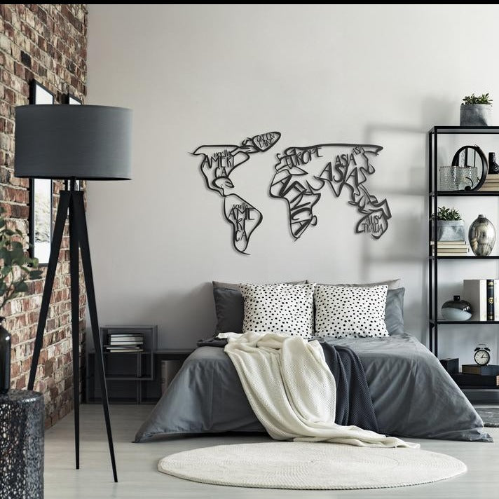 Continents World Map Metal Wall Art