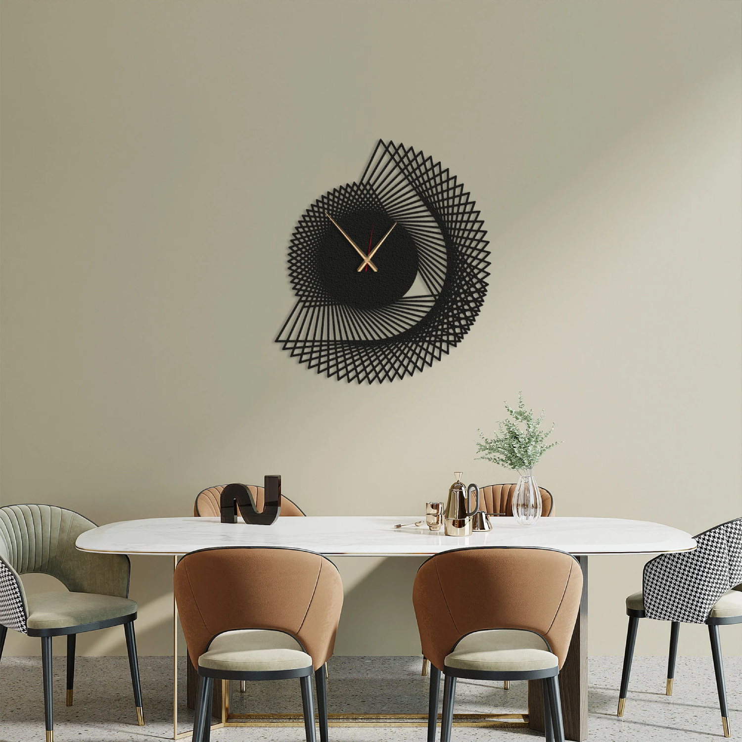 Spiral Oversized Metal Wall Clock oliveandgray