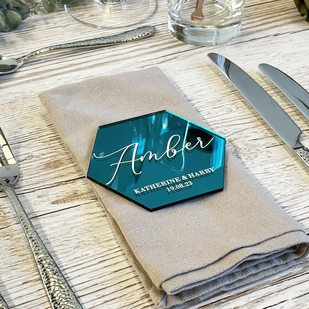 Acrylic Hexagon Table Place Name Cards