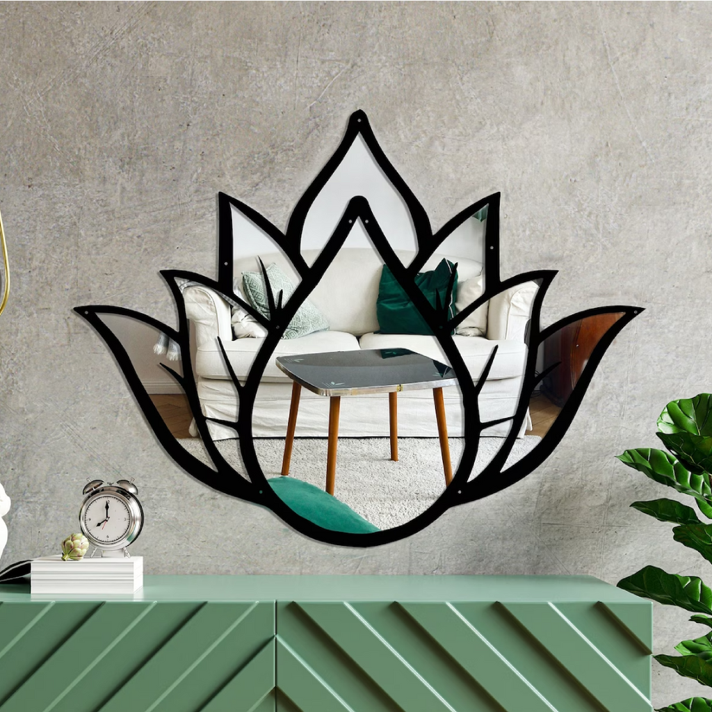 Lotus Gaze Metal Wall Mirror