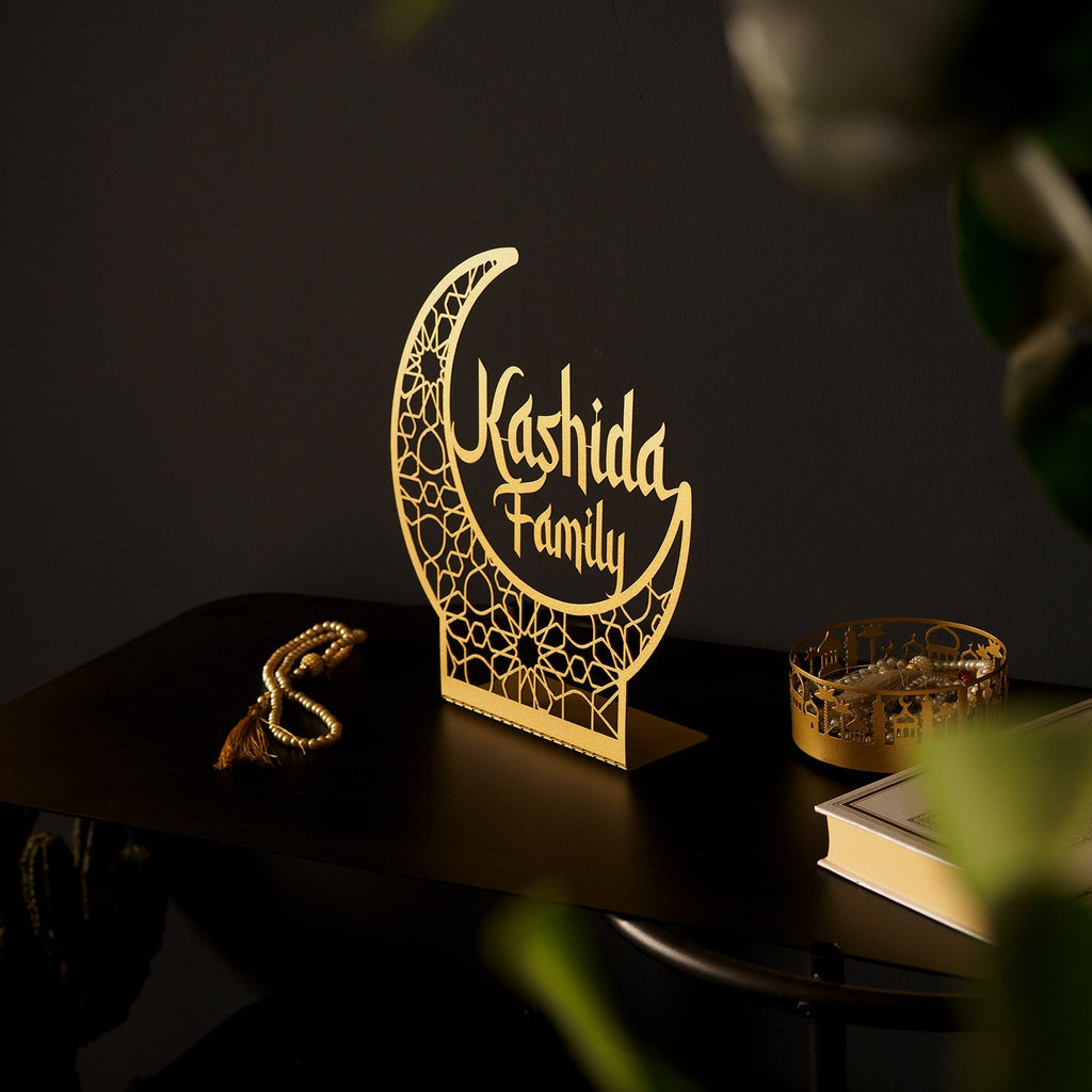 Personalized Crescent Moon Metal Islamic Tabletop Decor