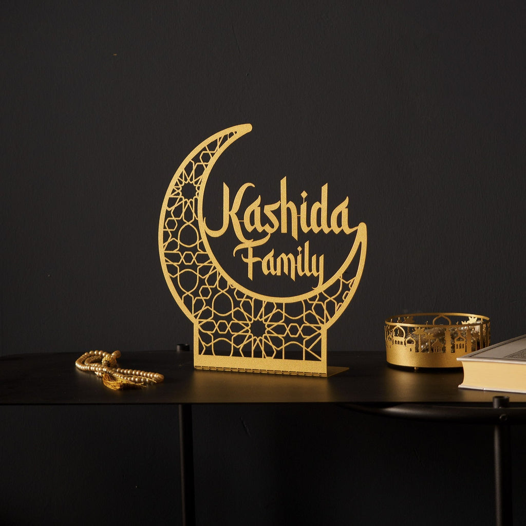 Personalized Crescent Moon Metal Islamic Tabletop Decor