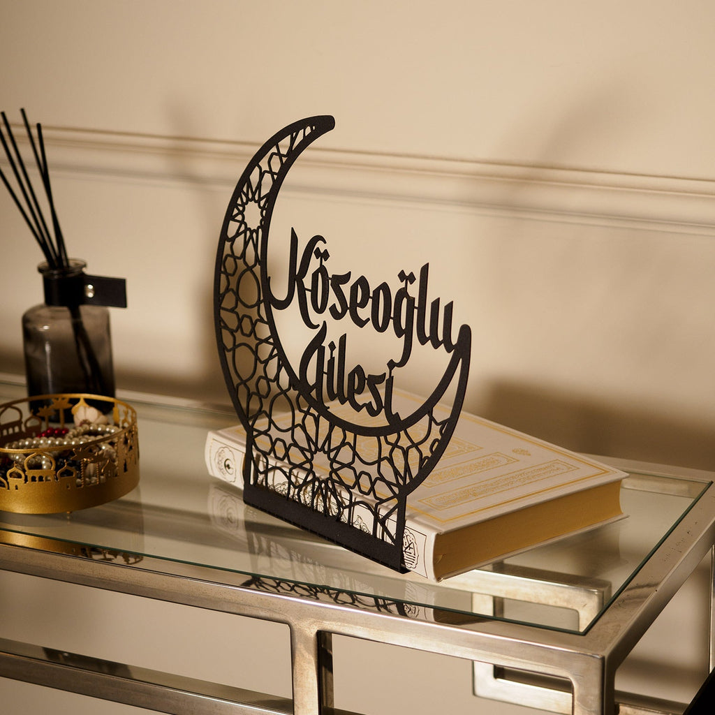 Personalized Crescent Moon Metal Islamic Tabletop Decor