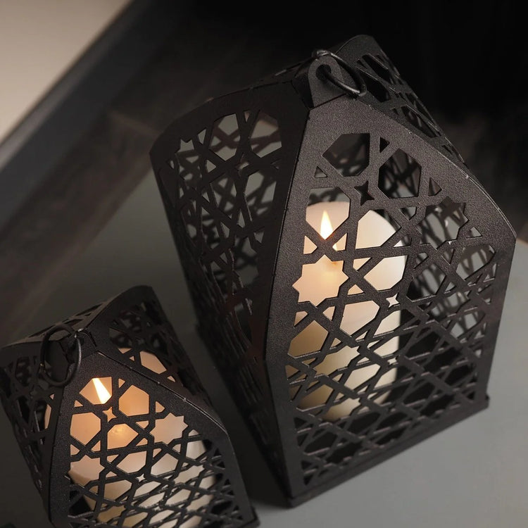 Freestanding Metal Islamic Candle Holder, Set of 2 Pieces