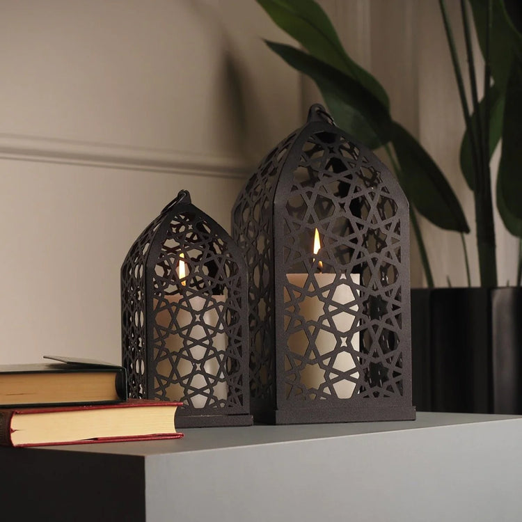 Freestanding Metal Islamic Candle Holder, Set of 2 Pieces