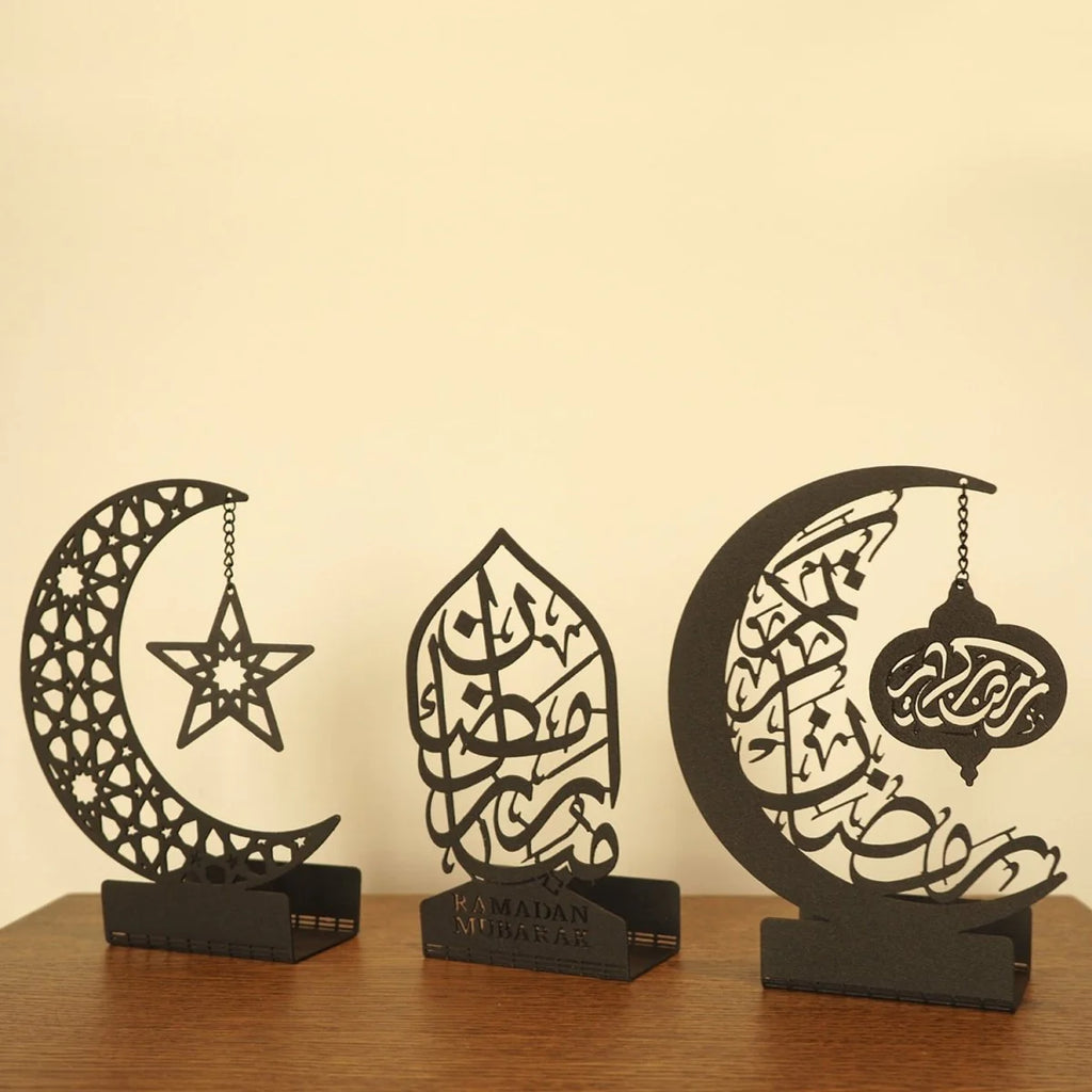 Ramadan Mubarak Metal Candle Holder, Set of 3 pieces