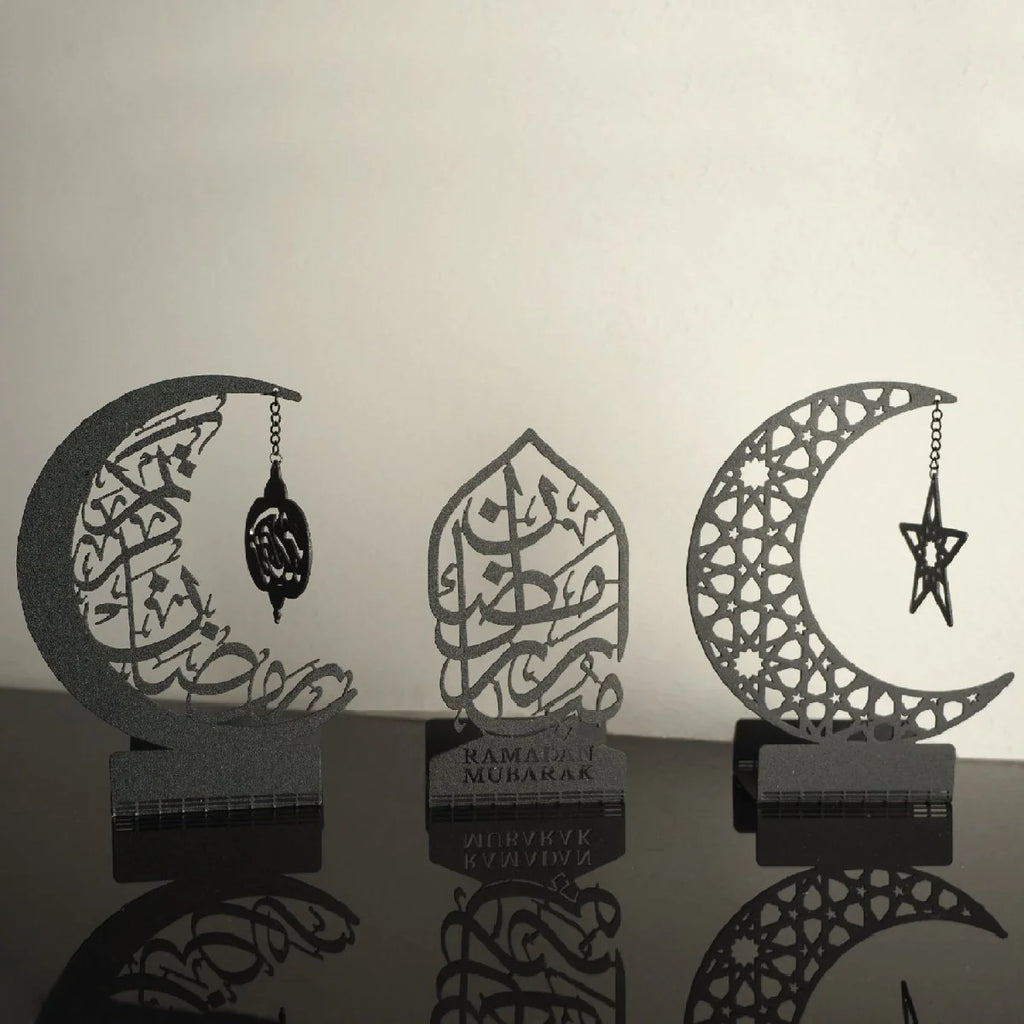 Ramadan Mubarak Metal Candle Holder, Set of 3 pieces