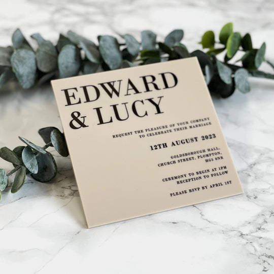 Luxury Modern Square Acrylic Wedding Invitation