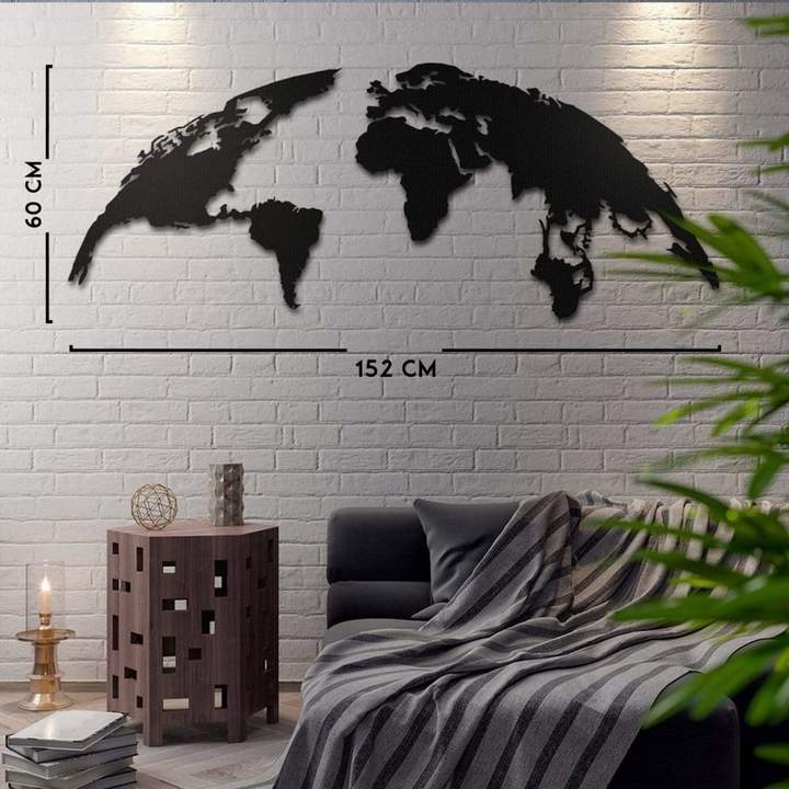 Globe World Map Metal Wall Art