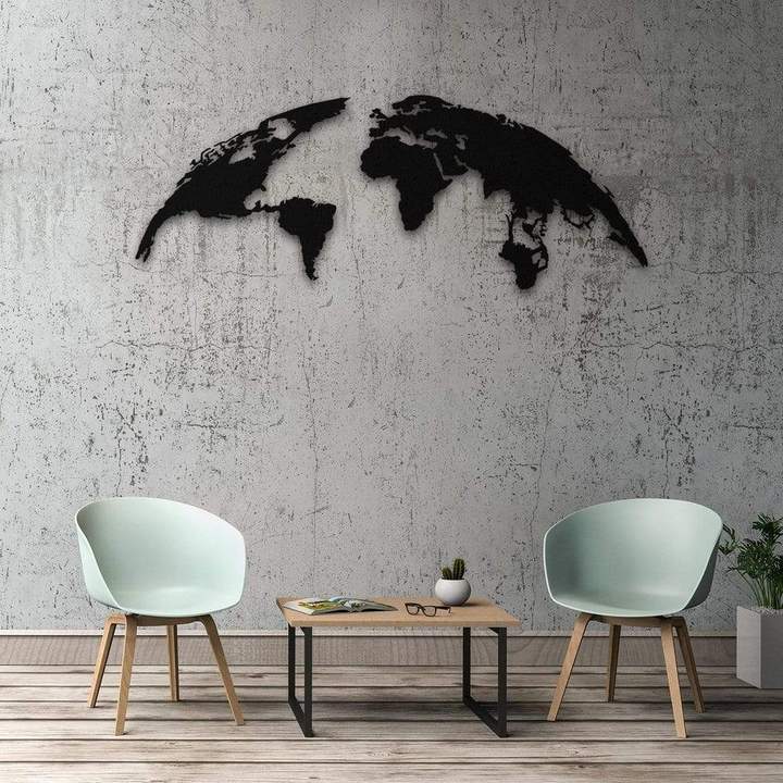 Globe World Map Metal Wall Art
