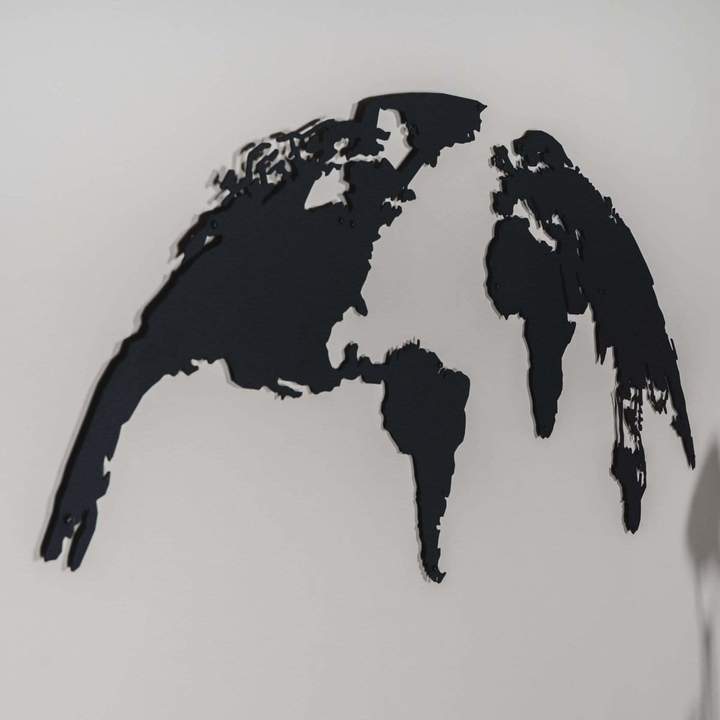 Globe World Map Metal Wall Art oliveandgray