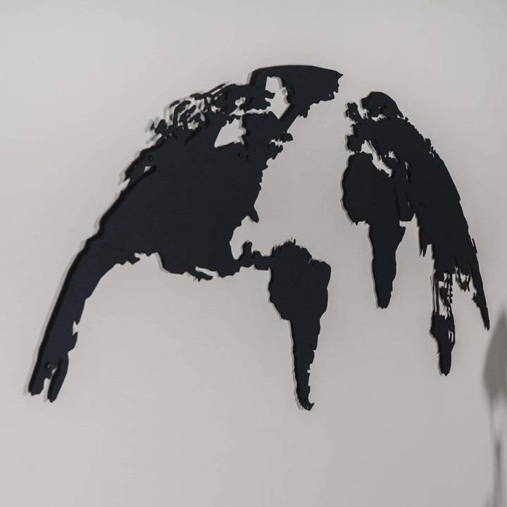 Globe World Map Metal Wall Art