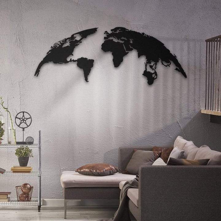 Globe World Map Metal Wall Art